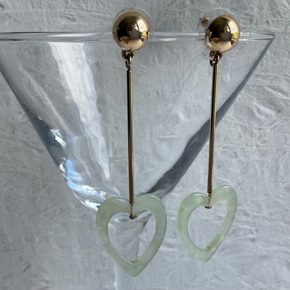 Drop Earrings Pierced Open Heart - Picture 1 of 10
